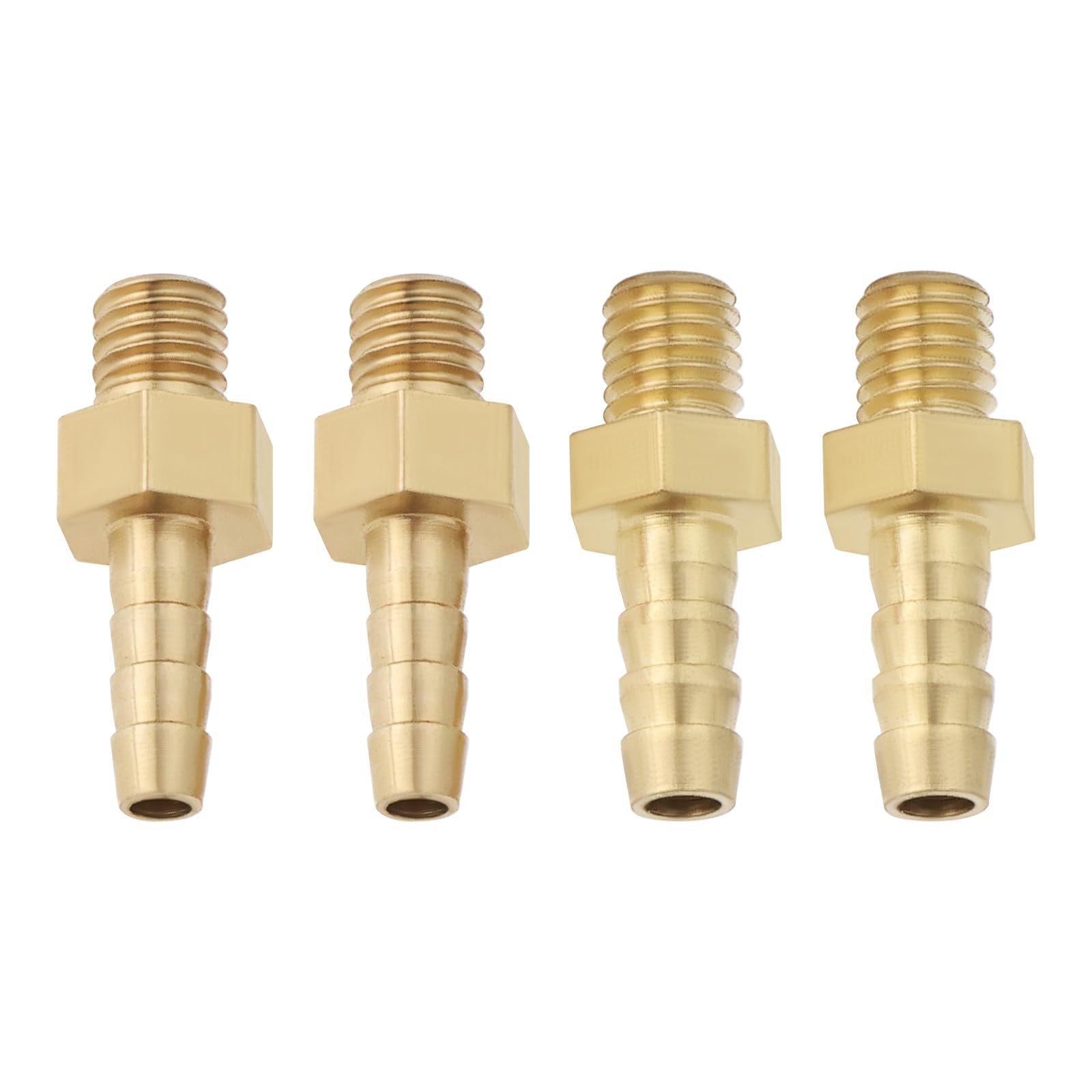 LT Easiyl 4PCS Brass Barb Hose Tail Connector Metric M5x0.8-3mm and M5x0.8-4mm for Pond Pool Hose Pipe Adapters Hose Barb Tail Connector Male Thread Pipe Fitting Gold