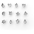 Fox Run Mini Shapes Fondant Cutter Set, Small Star, Diamond, Heart, Clover, Spade, Moon, Oval, 12-Piece, Stainless Steel