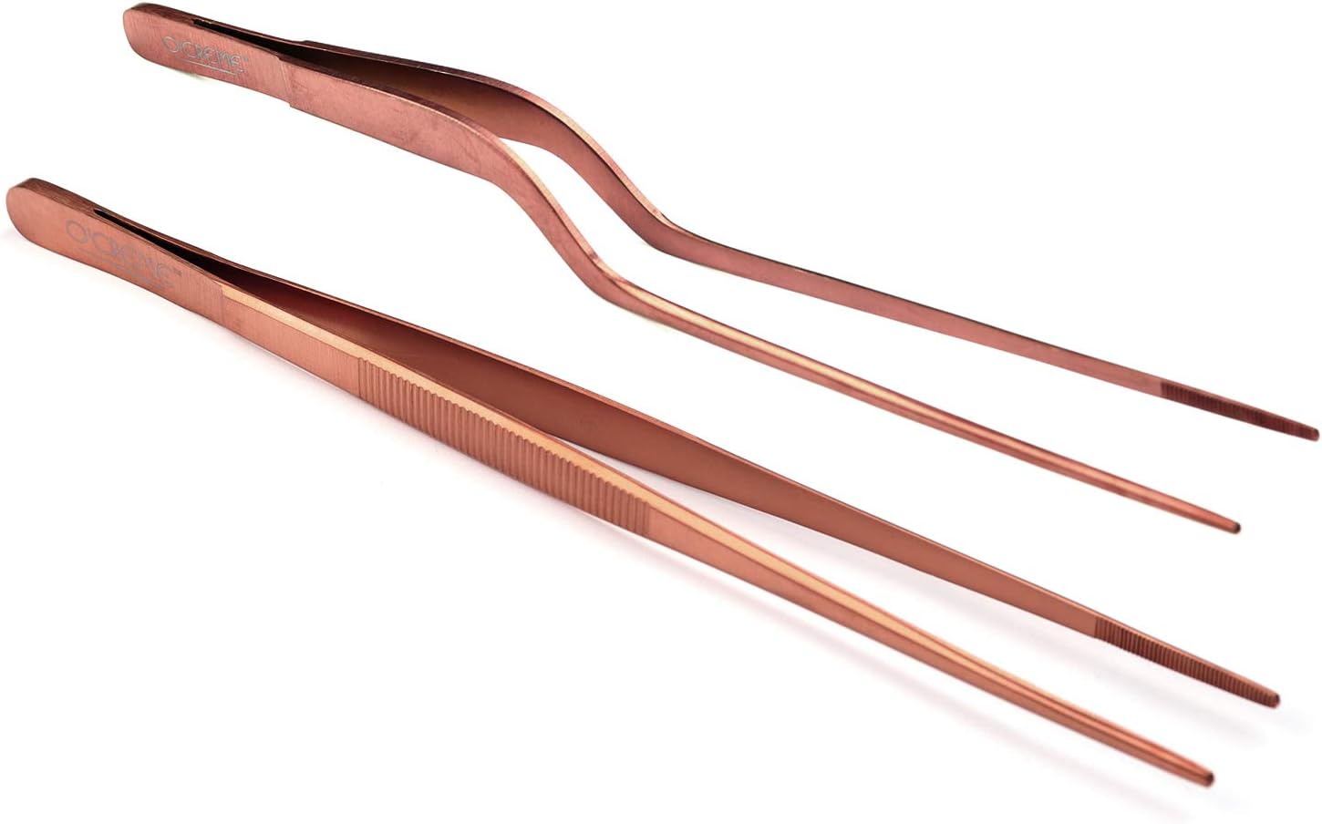 O'Creme Culinary Stainless Steel Tweezer Tongs Set of 2 One 10 Inch Straight and