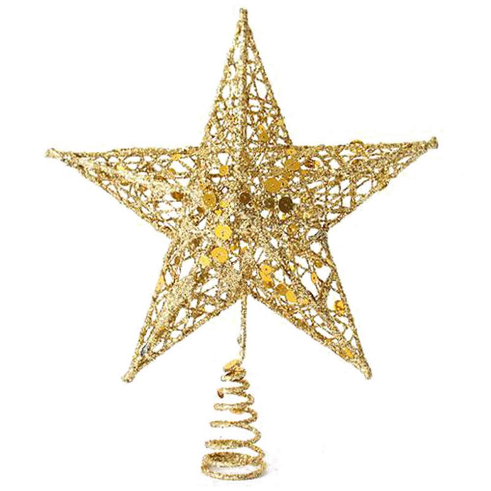 Time to Sparkle 20 * 16 * 4cm Glitter Christmas Tree Topper Star For Christmas Tree Decoration Gold
