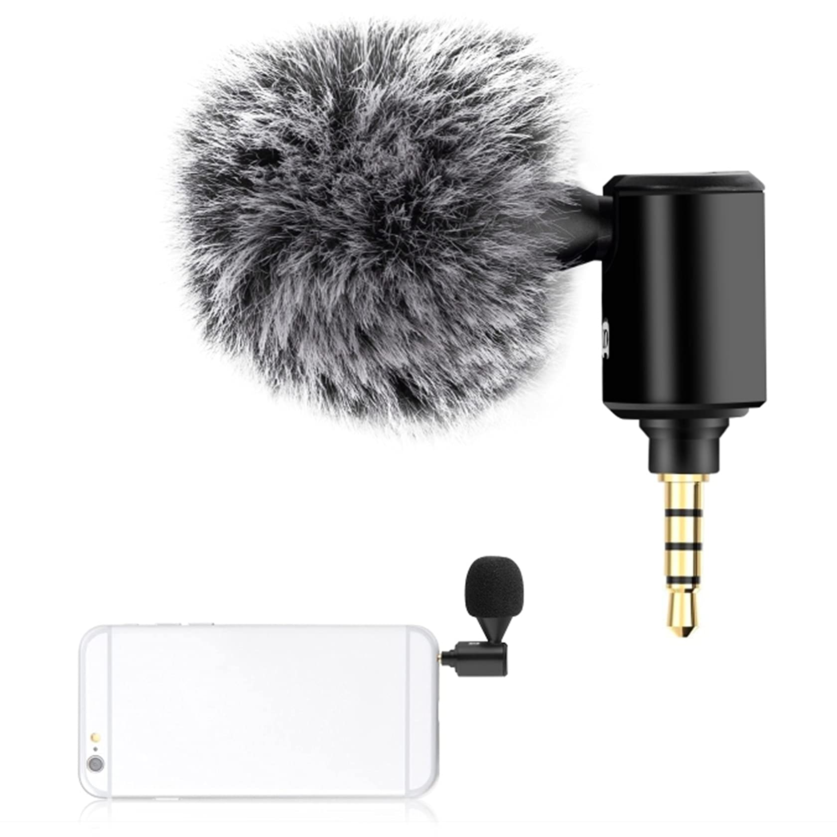 Hensych 3.5mm Jack Mobile Phone Single Directional Adjustable Microphone(Black)