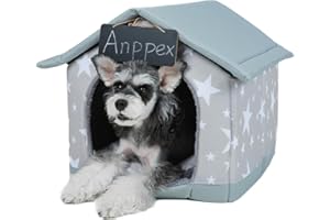 ANPPEX Small Dog House Indoor,M Size Indoor Dog House for Small Dogs and Cats,Covered Dog Bed with Cushion,Grey