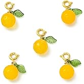 Gelirda 5Pcs Orange Agate Pendants Natural Gemstone Fruit Dangle Charms with Brass Spring Clasps for Jewelry Making Keychain Craft