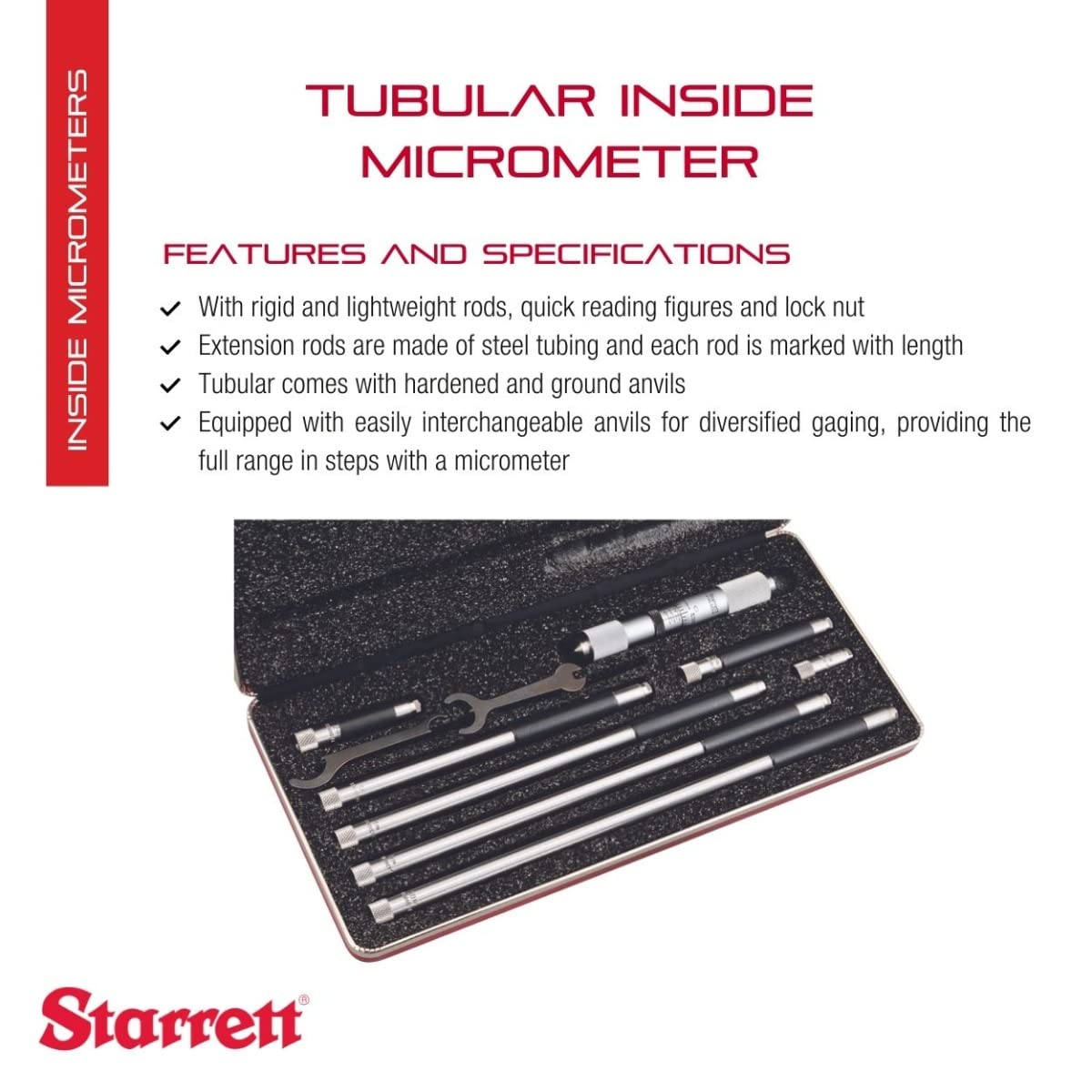 Shars 2-12 Inch Interchangeable Rod Type Inside Micrometer Set 303-2218 New - View #5