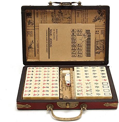 Best Gift Top Quality Card Games 144 Tiles Mah-Jong Set Multi-Color Portable Vintage Mahjong