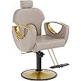 LOUVIXA Barber Chair for Hair Stylist, Height Adjustable Hydraulic Hair Reclining Salon Chair, 360 Degrees Rotation, Multi-Function Shampoo Chair for Salon Barbershop (Grey)