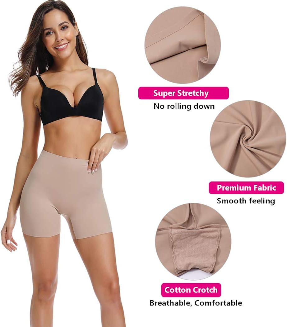 JOYSHAPER Slip Shorts for Under Dresses Anti Chafing Thigh Bands Underwear Women Girls Lace Stretch Safety Pants at  Women’s Clothing store