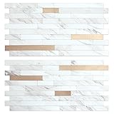 AULIGET 20 Sheets Faux Stone White Marble Peel and