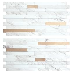AULIGET 20 Sheets Faux Stone White Marble Peel and