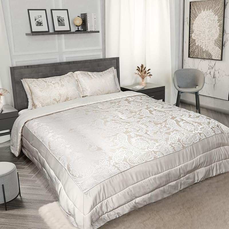 Emma Barclay Duchess Embellished Jacquard Quilted Bedspread Set Cream