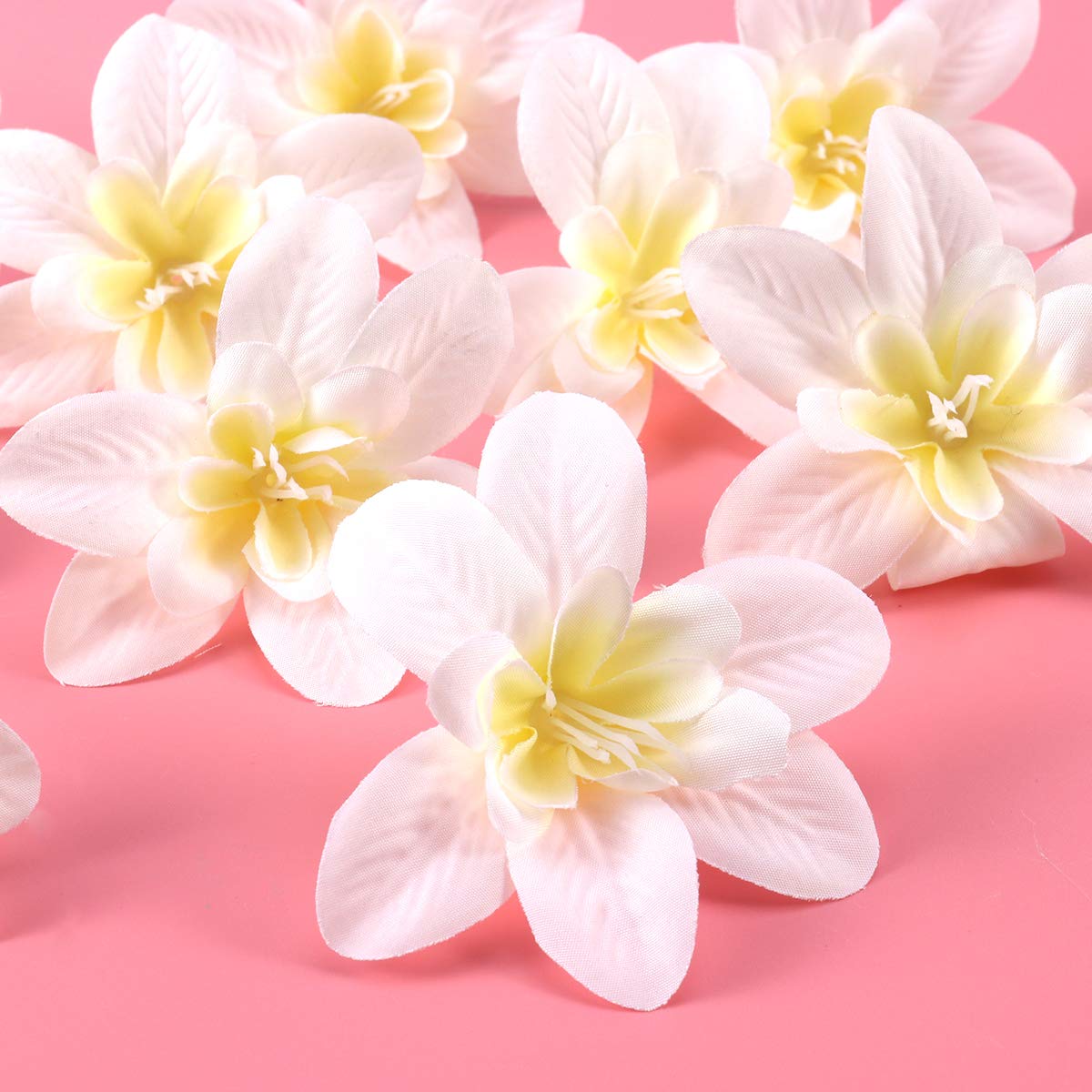 Uonlytech 12pcs Milk White DIY Silk Orchid Heads Simulation Artificial Flowers for Clothes Bridal Garland Hat Headbands Embellishment Artificial Wreath