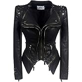 LFSS Women's classic Lapel punk rivet leather jacket personality fashion sexy dovetail Motorcycle casual coat