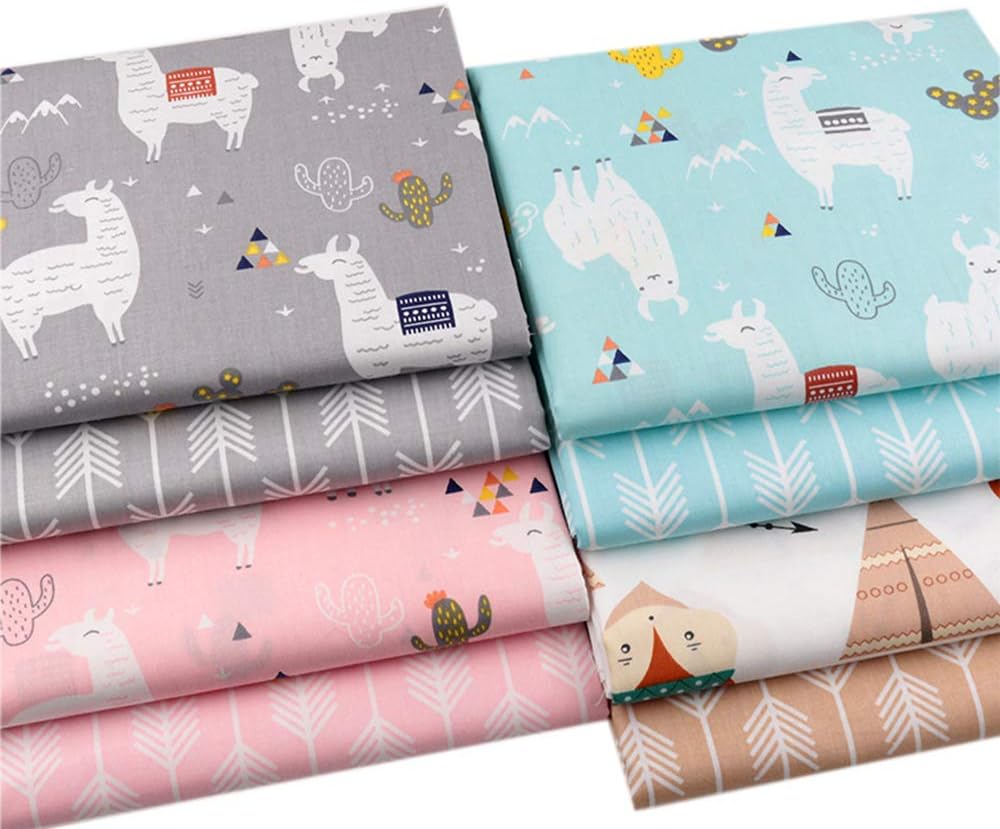 Hanjunzhao Cute Animals Alpaca Arrow Fat Quarters Fabric Bundles 18 x 22 inches, Sewing Quilting Fabric