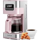 SHARDOR 10-Cup Programmable Coffee Maker, Regular &amp; Strong Brew Drip Coffee Machine for Home and Office, Auto Shut Off, Permanent Filter (pink)
