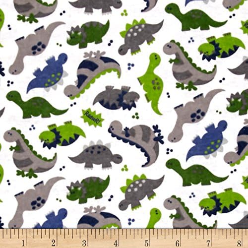Alpine Flannel Dino Green Fabric By The Yard
