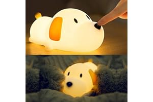 Myratts Led Cute Dog Night Light, Dimmable Nursery Puppy Kawaii Lamps, Super Squishy Silicone USB Rechargeable Touch Control Night Lamp for Kids Adults, Used for Camping Party Room Decor (Dog)