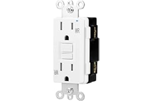 Amazon Basics Weather-Resistant GFCI Receptacle with LED Indicator, Tamper Resistant, Ground Fault Protection, 15 Amp, White