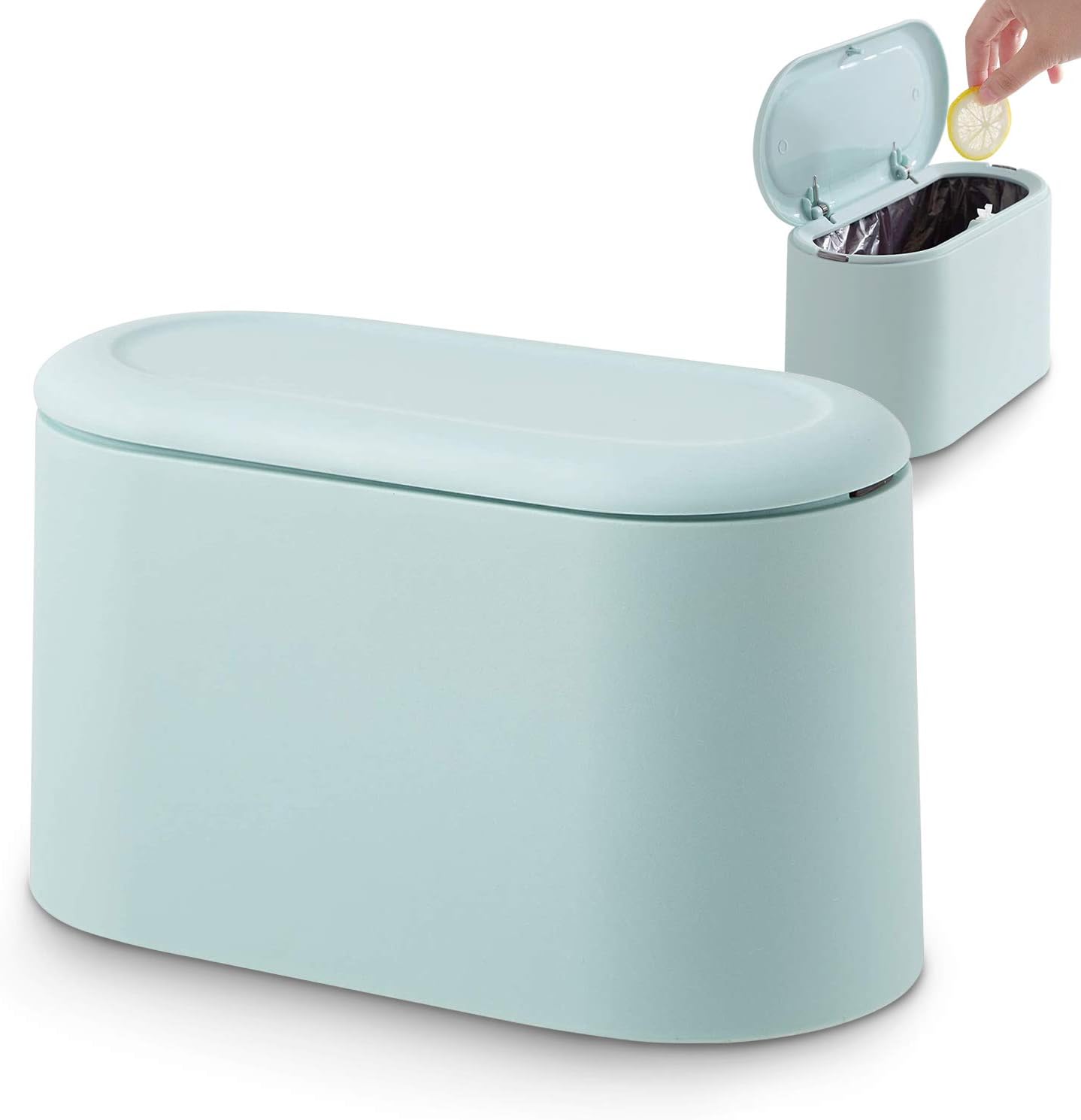 JEEZAO Office Desktop Paper Bin,Desk Trash Can with Lid, Mini Kids Table Waste Bin for Bedroom Bathroom,Storage Box for Pet Food