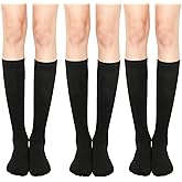 Tweruna 3 Pair Black Knee Socks Women, Stretchy Knee High Long Black Socks, Soft Long Stockings for Women Daily Wear Halloween Costumes