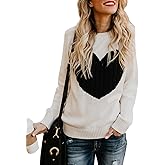 shermie Women's Pullover Sweaters Long Sleeve Crew Neck Casual Front Big Cute Heart Sweater
