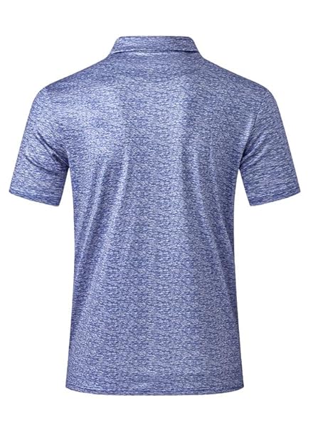 JMIERR PREMIUM GOLF SHIRTS FOR MEN MOISTURE WICKING QUICK DRY PRINT PERFORMANCE ZIPPER COLLARED POLO SHIRT, S, DARK BLUE