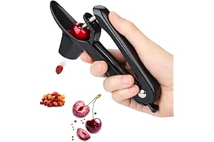 Handheld Cherry and Olive Pitter with Stainless Steel Head and Plastic Handle, Easy Push Design for Quick Fruit Preparation (