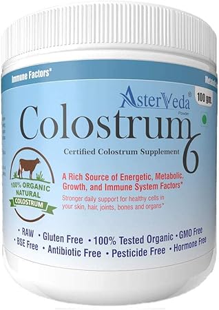 Asterveda Organic Cow Colostrum Powder 100 g | Balanced Health Supplements for Immunity System Support | Non GM0