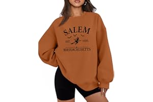 YHHR Women Halloween Sweatshirts Oversized Salem 1626 Massachusetts Sweatshirt Hocus Pocus Witch Crewneck Pullover Tops