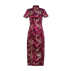 Shanghai Story Short Sleeve Long Qipao Brocade