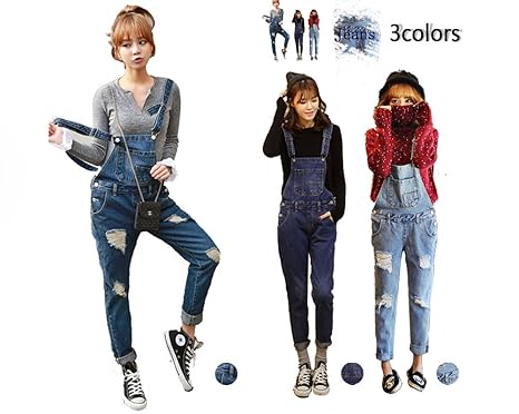 Amazon ノーブランド品 ３color クラッシュデニムサロペット