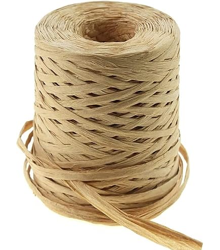 KINGLAKE 200m Rafia Naturel Bobine,ruban En Papier Raphia Pour Crochet, Rafia D'emballage Pour Projets D'artisanat, Emballage Cadeau, Tissage Et Jardiniers