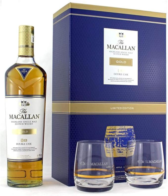 The Macallan Gold Limited Edition Scotch Whisky Christmas Gift Set Amazon Co Uk Beer Wine Spirits