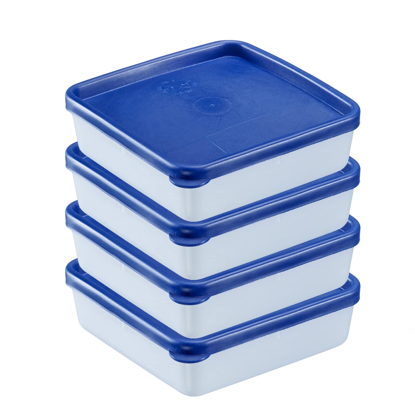 Westmark Set Of 4 Food/Freezer Containers, With Lid, Capacity: 0.25 L Each, Stackable, Plastic, Trio, Colour: Transparent/Blue, 25042270