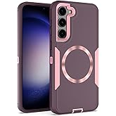 showdd Designed for Samsung Galaxy S24 Case,Magnetic,Double Drop Protection Heavy Duty,Compatible with MagSafe,Dustproof,No Fading, No Yellowing,for Men Women,Purple Rose Gold