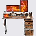 REGISDESK 55" Electric Standing Desk with Cabinet & Drawers, Height Adjustable Sit Stand Desk with Monitor Shelf, Smart Home Office Standing Computer Desk, Rustic Brown