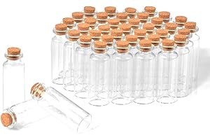 40 Pcs, 20ml Mini Glass Jars Bottles with Cork Stoppers, DIY Decoration Small Glass Bottles Favors,Mini Vials Cork,Message Gl