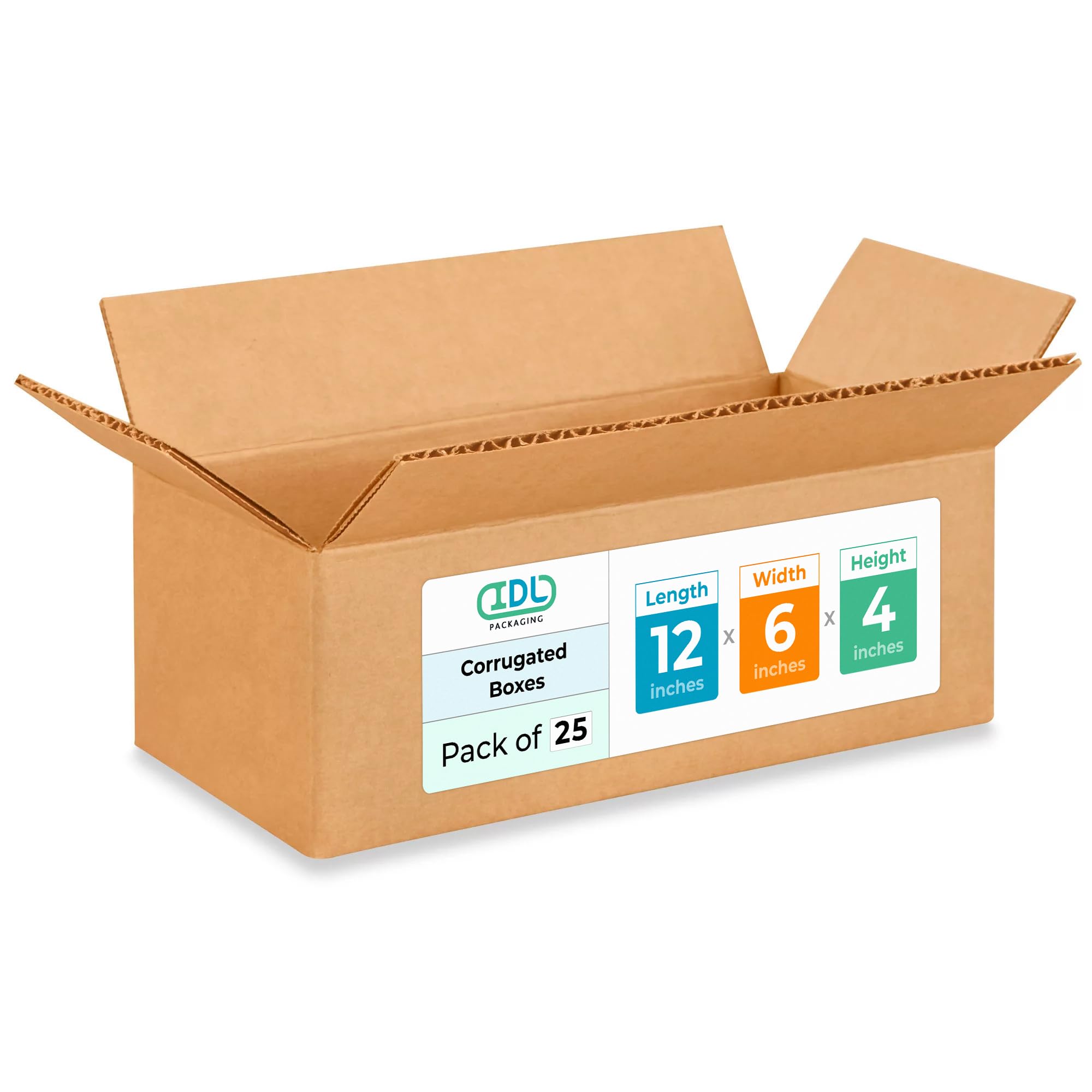 Medium Moving & Shipping Boxes 12"L x 6"W x 4"H (25-Pack) - Extra Strength 200 lb vs Regular - Corrugated Medium Moving Boxes - Shipping Box for USPS, UPS, FedEx - Cardboard Box by IDL Packaging Image