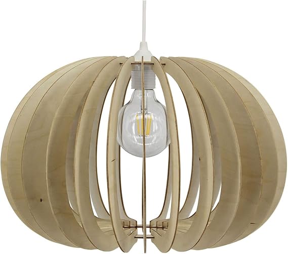 Hängeleuchte aus Holzlamellen Trend Natur – Kistone helles beige