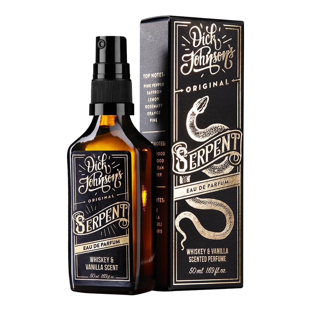 Dick Johnson Eau de Parfum Herren 50 ml – Parfüm Männer mit Whiskey Vanille-Duft – Signature Serpent Herrenduft intensiv maskulin – Parfum Geschenk für Männer – Eau de Parfum Made in Finnland