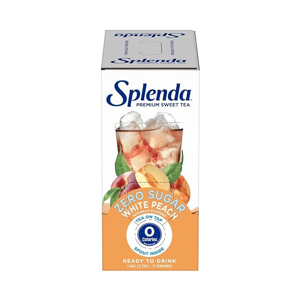 SPLENDA PREMIUM SWEET TEA ON TAP, 1 GALLON BAG IN BOX READY TO DRINK LIQUID, WHITE PEACH GREEN TEA, 128 FL OZ, PACKAGING MAY VARY