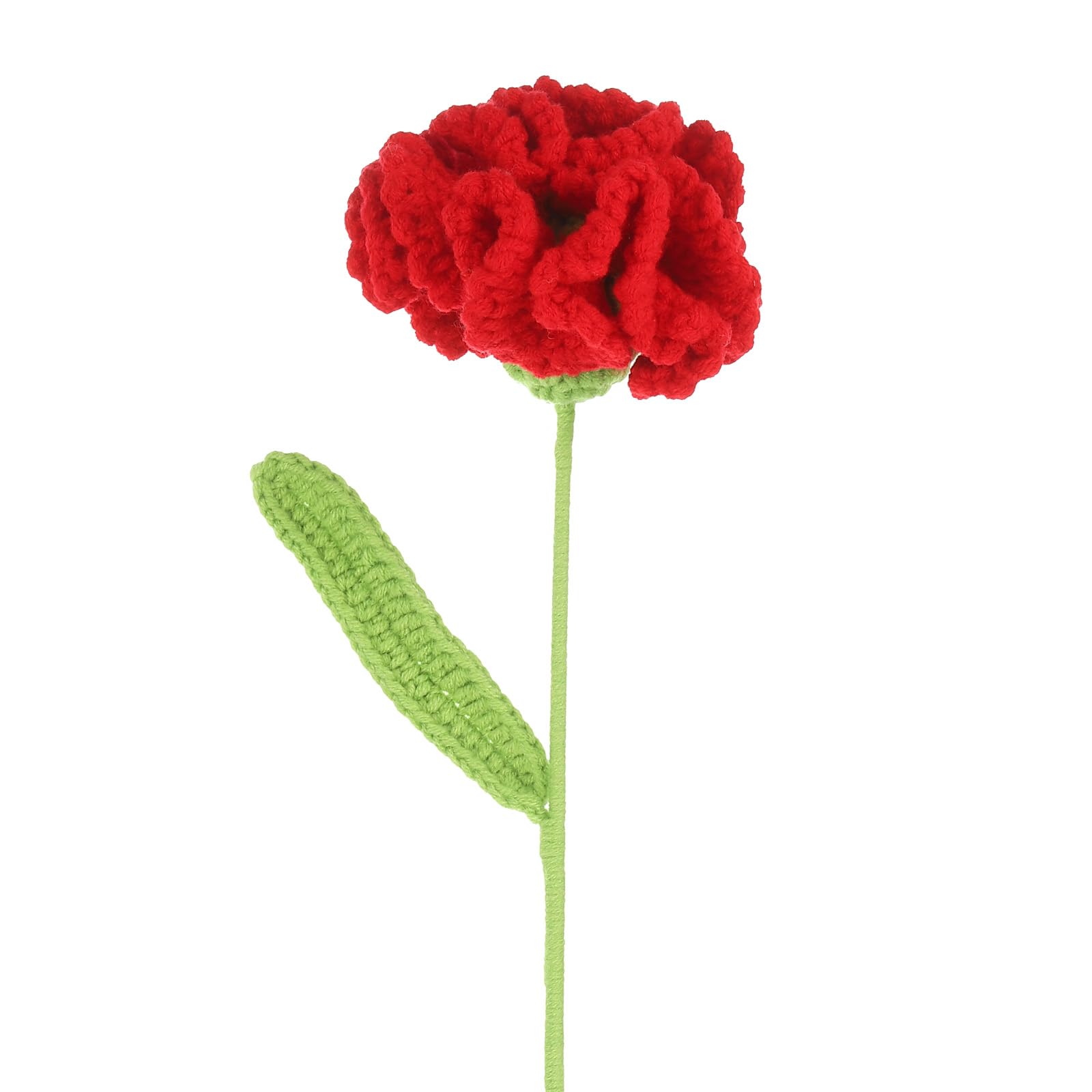 PATIKIL Crochet Flowers, Handmade Knitting Carnation Artificial Woven Fake Flowers with Stems for Valentine's Gifts Home Wedding Party Office Tables Decoration, Red