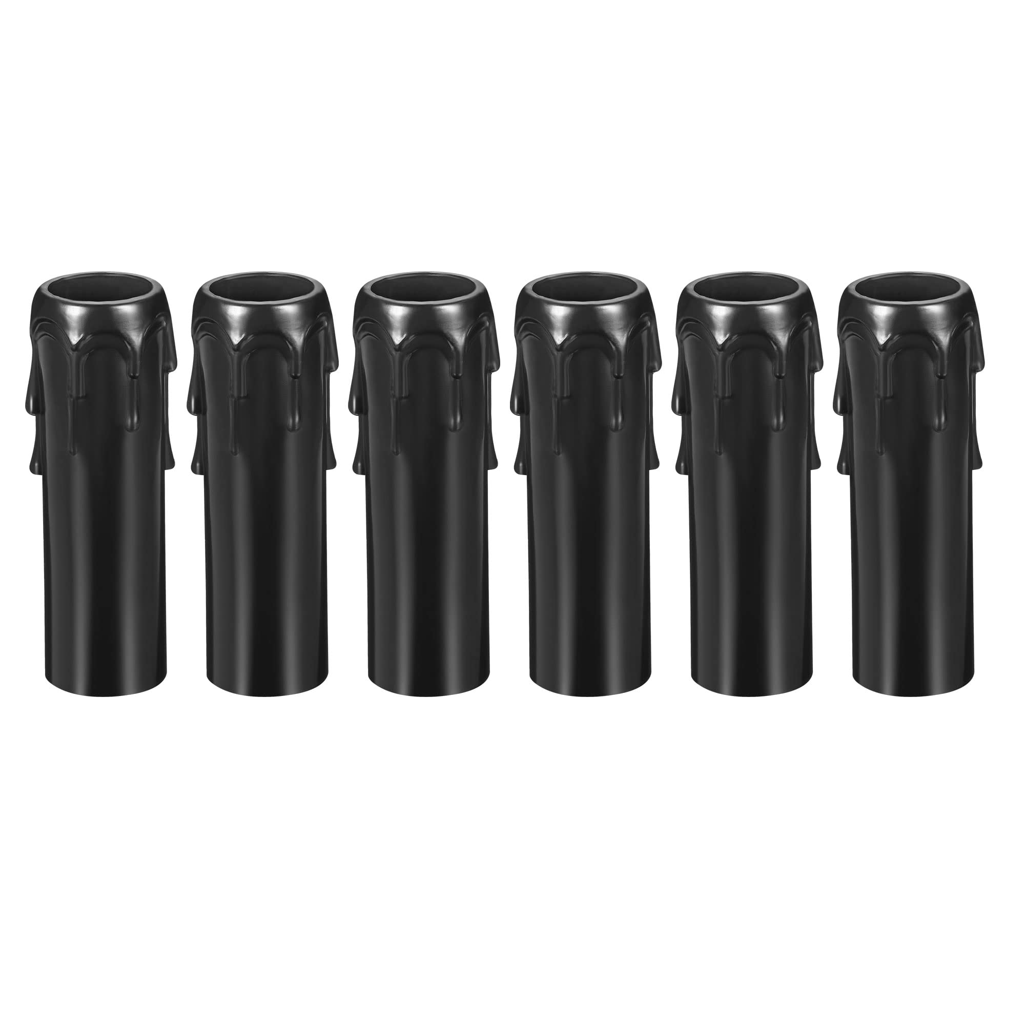 PATIKIL 30x100mm Candle Socket Covers, 6 Pack Plastic Sleeves Candelabra Base Accessories for European-Style Chandelier, Black