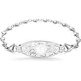 Divoti Custom Engraved Medical Alert Bracelets for Women | Filigree Medical ID Bracelet with Black Caduceus | 4-Line Personalized Emergency ID | Heart Link Chain with Lobster Claw