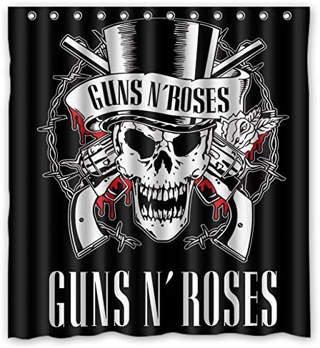 JIUDUIDODO Nature &amp; MILDEW RESISTANT Personalized Custom Guns n' Roses Waterproof Polyester Fabric Bathroom Shower Blackout curtain 66" x 72",about 167cm x 183cm