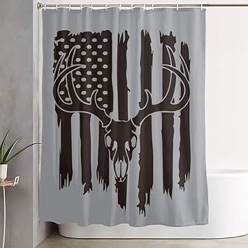 Amazon Com Lnc 01p Deer Hunting Flag Home Decor Shower Curtain