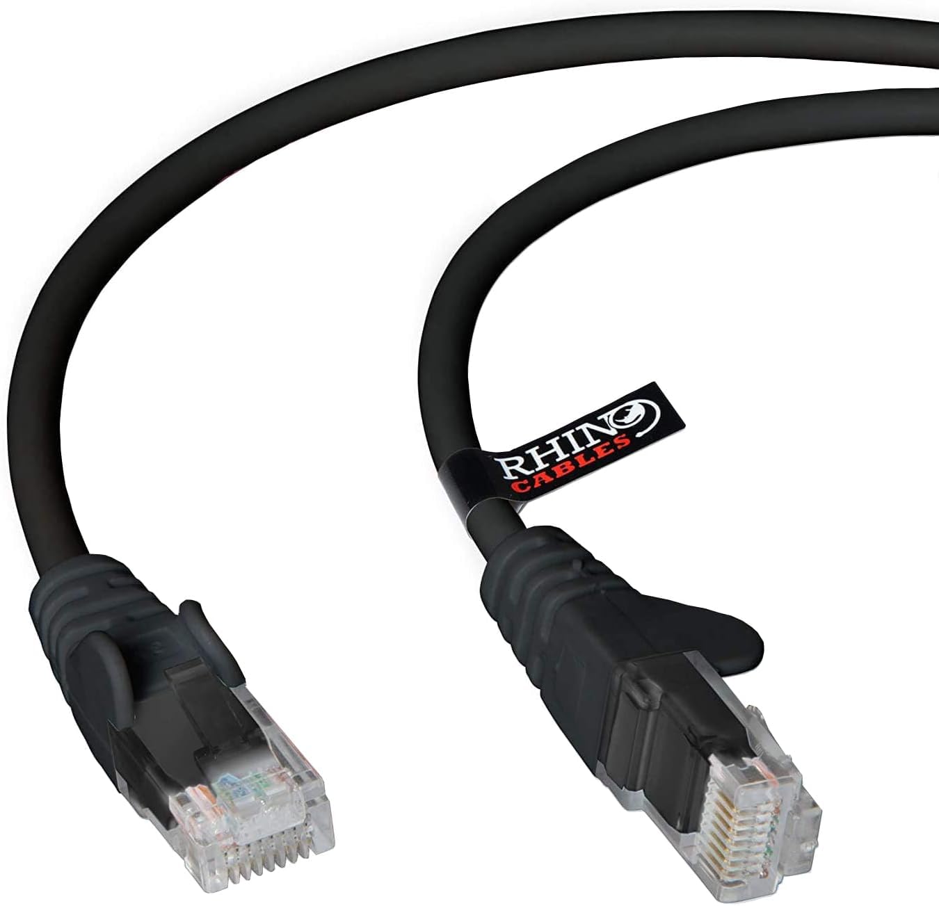 rhinocables CAT 5e High-Speed Ethernet Cable - Reliable LAN Network RJ45 Cable for Fast Internet & Data Transfer | Durable WiFi Broadband Cable for Gaming & Streaming, (25cm, Black, Pack of 1)