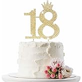 18th Birthday Cake Topper Elegant Happy Anniversary Cake Topper with Rhinestones and Little Gold Crown Sweet Birthday Cake Decoration Gifts for Girls and Boys,Daughter