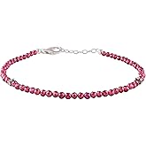 Natural Red Garnet Beaded Adjustable Bracelet Gifts For Women 925 Sterling Silver Statement Jewelry Birthstone Christmas Gift