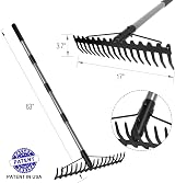 Walensee 165cm Bow Rake Heavy Duty 17 Tines Stainless Steel Handle Garden Tool view 2