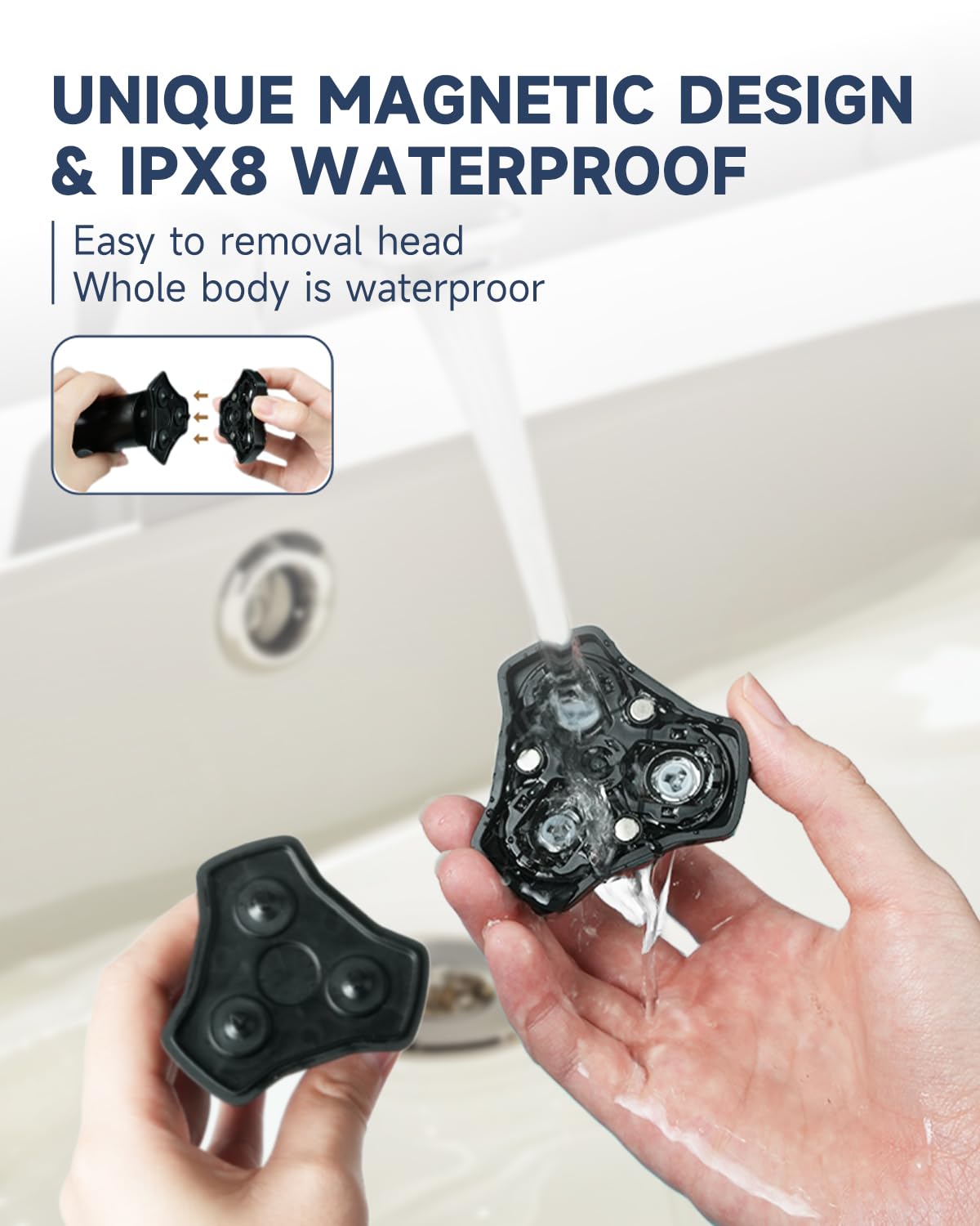 Electric Razor for Men - Removable Magnetic 3D Electric Shaver, 10,000 RPM High-Speed Motor, IPX8 Waterproof, USB Fast Charging, Multi-Functional Professional Hair Trimmer Kit Included